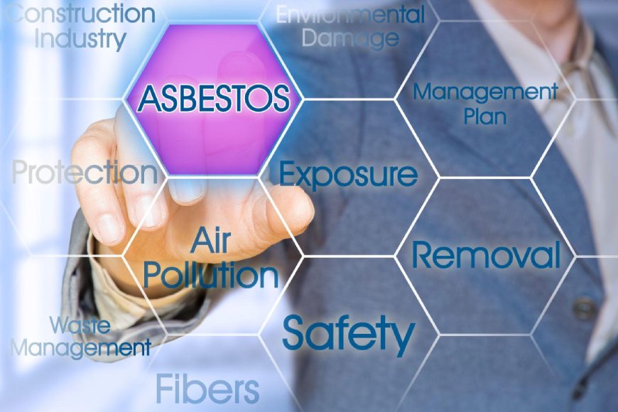 Man clicking on different icons and asbestos